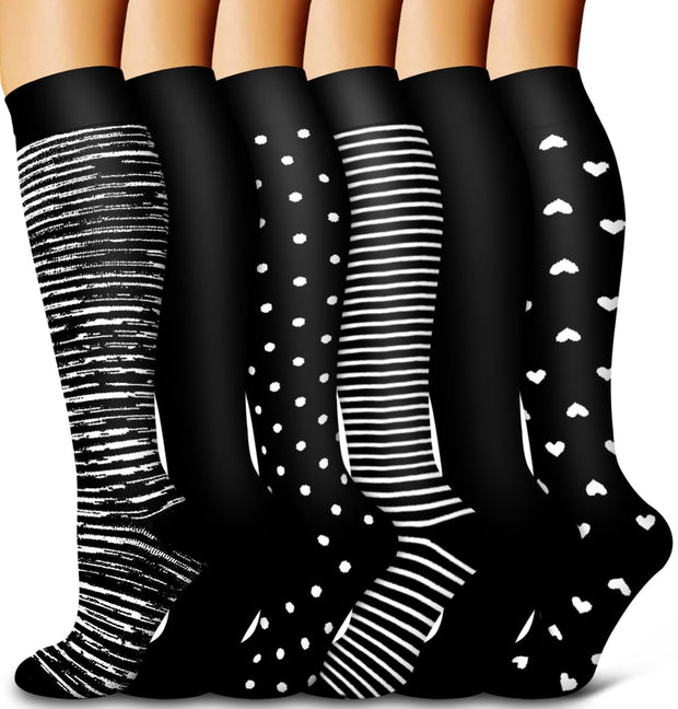 6 Pack Copper Compression Socks for Women and Men Circulation-Best Support for Medical, Running,Nursing,Athletic