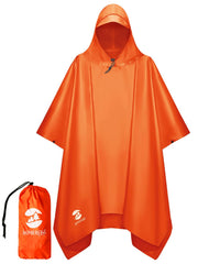 SaphiRose Hooded Rain Poncho Waterproof Raincoat Jacket for Men Women Adults