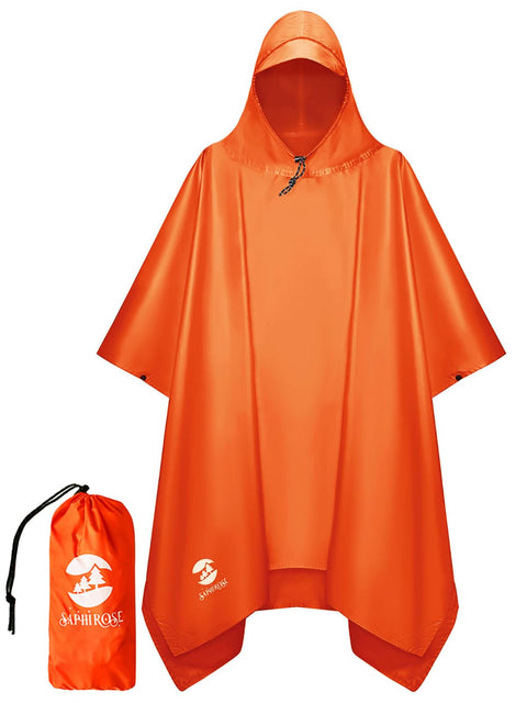 SaphiRose Hooded Rain Poncho Waterproof Raincoat Jacket for Men Women Adults