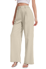 FUNYYZO Wide Leg Pants Women's High Elastic Waisted in The Back Business Work Trousers Long Straight Suit Pants