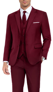 Men's Suit Slim Fit 3 Piece Wedding Dress Tux Suit Set Two Buttons Business Suits Blazer Jacket Vest Pants with Tie