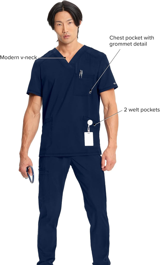 Infinity Cherokee V- Neck Men's Scrub Top with Rib Knit Back Panels CK900A