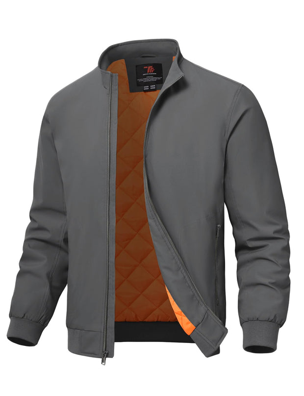 TBMPOY Men's Winter Lightweight Bomber Jackets Water Resistant Fall Casual Windbreakers Quilted Full Zip Windproof Work Coats