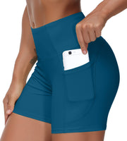 THE GYM PEOPLE Women's High Waist Workout Shorts Breathable Dolphin Split Elastic Lounge Yoga Shorts