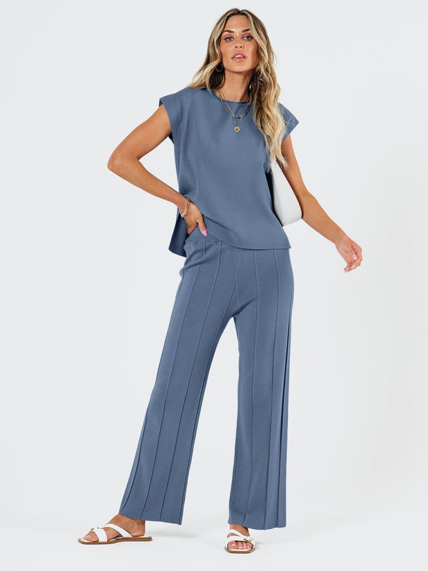 LILLUSORY 2 Piece Sets for Women Summer Vacation 2025 Lounge Outfits Matching Two Pcs Spring Knit Tracksuits Sweat Suits