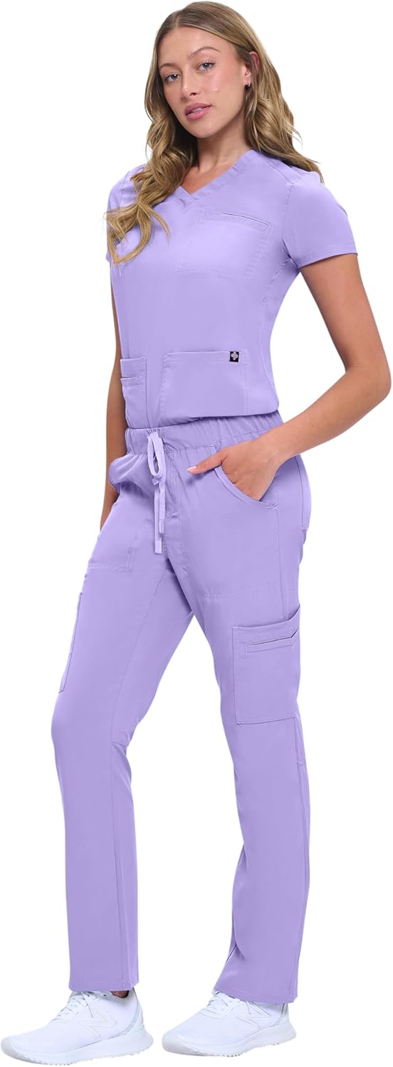 Natural Uniforms Womens 11 Pocket Cool Stretch Cargo Scrub Set with Regular and Petite Sizes
