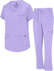 Natural Uniforms Womens 11 Pocket Cool Stretch Cargo Scrub Set with Regular and Petite Sizes