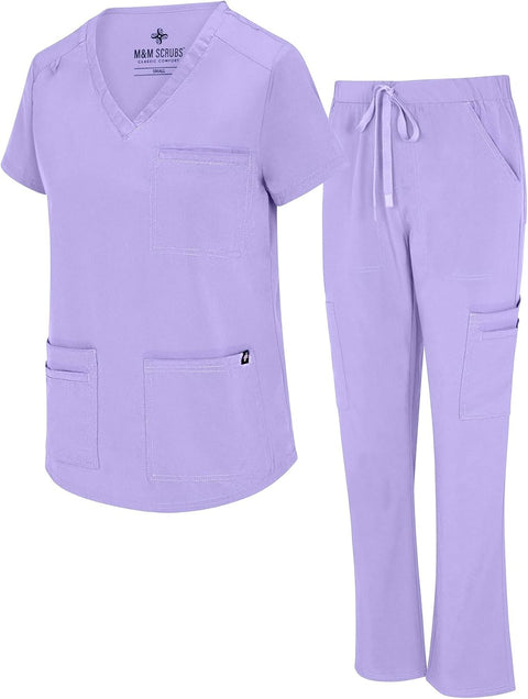 Natural Uniforms Womens 11 Pocket Cool Stretch Cargo Scrub Set with Regular and Petite Sizes