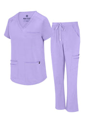 Natural Uniforms Womens 11 Pocket Cool Stretch Cargo Scrub Set with Regular and Petite Sizes