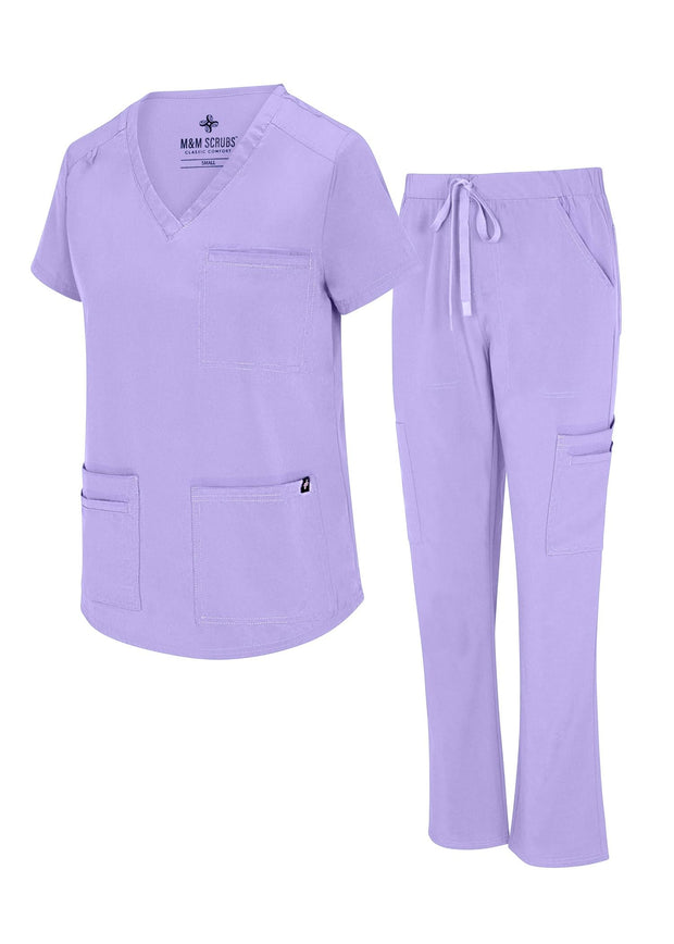 Natural Uniforms Womens 11 Pocket Cool Stretch Cargo Scrub Set with Regular and Petite Sizes