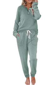 WIHOLL Two Piece Outfits for Women Lounge Sets Button Down Sweatshirt Sweatpants Sweatsuits Set with Pockets