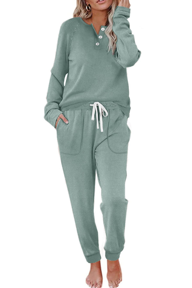 WIHOLL Two Piece Outfits for Women Lounge Sets Button Down Sweatshirt Sweatpants Sweatsuits Set with Pockets