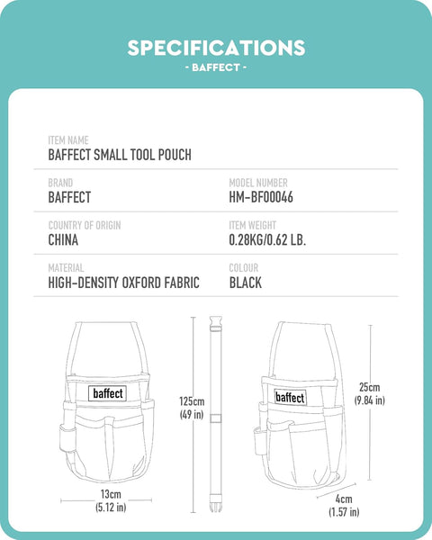 Baffect Pocket Tool Pouch，6-Pouches and 9 Screwdriver Loops Construction, Heavy-Duty Tool Bag with Adjustable Belt for Electrician Work