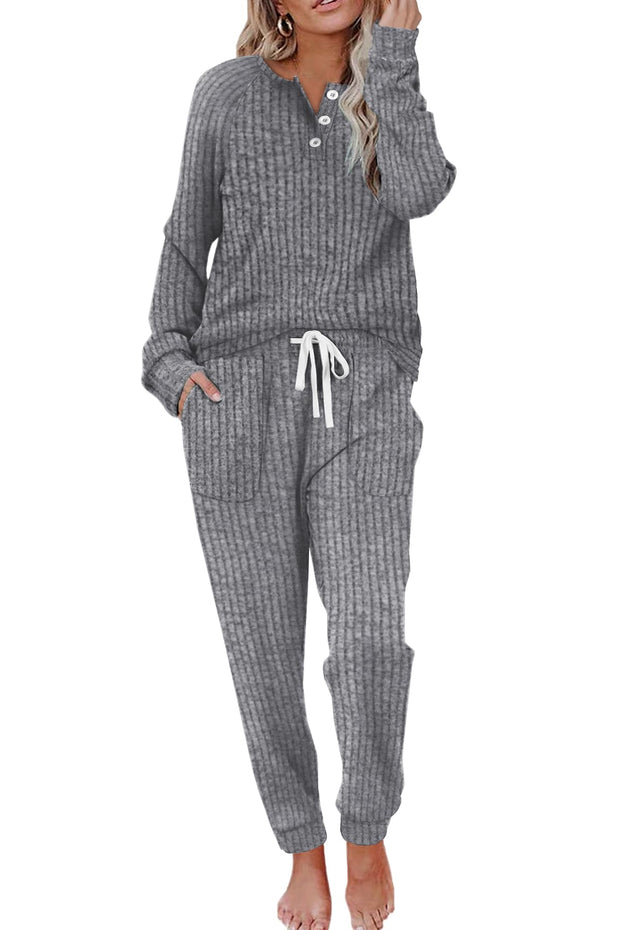 WIHOLL Two Piece Outfits for Women Lounge Sets Button Down Sweatshirt Sweatpants Sweatsuits Set with Pockets