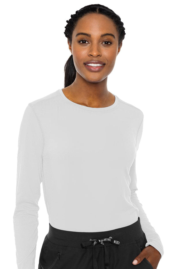 Med Couture Women's Underscrub Top Long Sleeve Performance Knit Tee, 360° Stretch, Lightweight & Ultra Soft Fabric - MC8499
