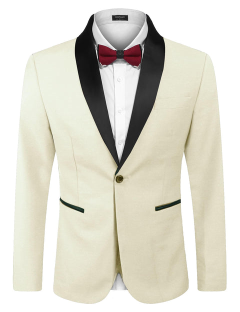 COOFANDY Men's Tuxedo Jacket One Button Dress Suit Blazer Jacket for Wedding Dinner Prom Party
