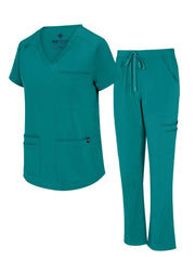 Natural Uniforms Womens 11 Pocket Cool Stretch Cargo Scrub Set with Regular and Petite Sizes