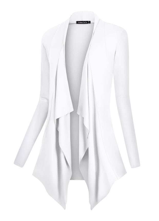 Urban CoCo Women's Drape Front Open Cardigan Long Sleeve Irregular Hem
