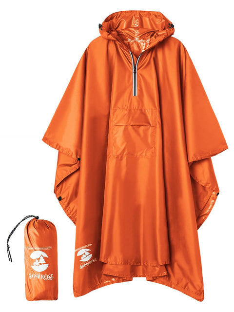 SaphiRose Hooded Rain Poncho Waterproof Raincoat Jacket for Men Women Adults
