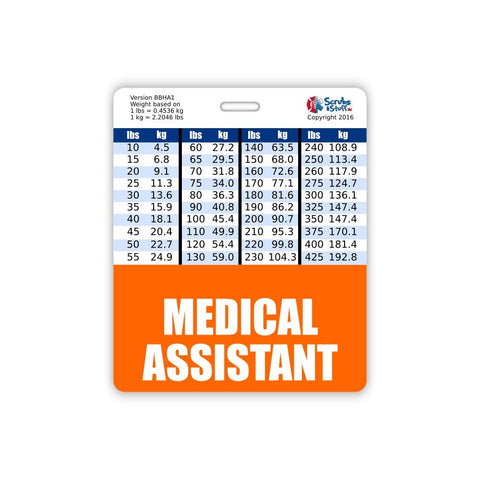 Medical Assistant Badge Buddy Horizontal w/Height & Weight Conversion Charts (Standard, Pink)