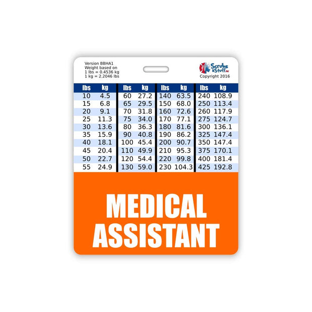 Medical Assistant Badge Buddy Horizontal w/Height & Weight Conversion Charts (Standard, Pink)