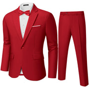 MAGE MALE Men's 2 Piece Suit One Button Slim Fit Formal Wedding Prom Tuxedo Suits Blazer Pants with Bow Tie Set