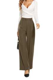 FUNYYZO Wide Leg Pants Women's High Elastic Waisted in The Back Business Work Trousers Long Straight Suit Pants