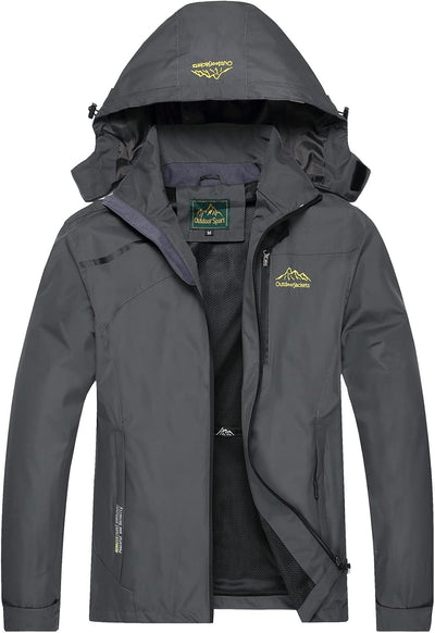 GIISAM Mens Windproof Jacket Waterproof Lightweight Mountain Sport Jacket for Men Hooded Windbreaker Raincoat