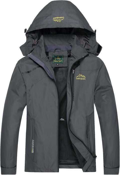 GIISAM Mens Windproof Jacket Waterproof Lightweight Mountain Sport Jacket for Men Hooded Windbreaker Raincoat
