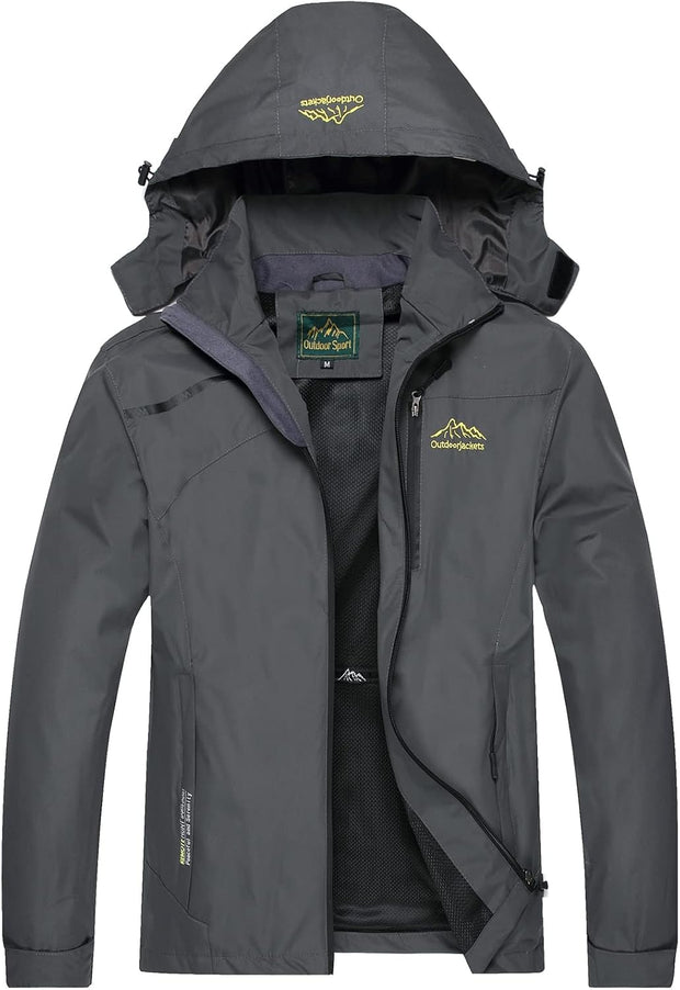 GIISAM Mens Windproof Jacket Waterproof Lightweight Mountain Sport Jacket for Men Hooded Windbreaker Raincoat