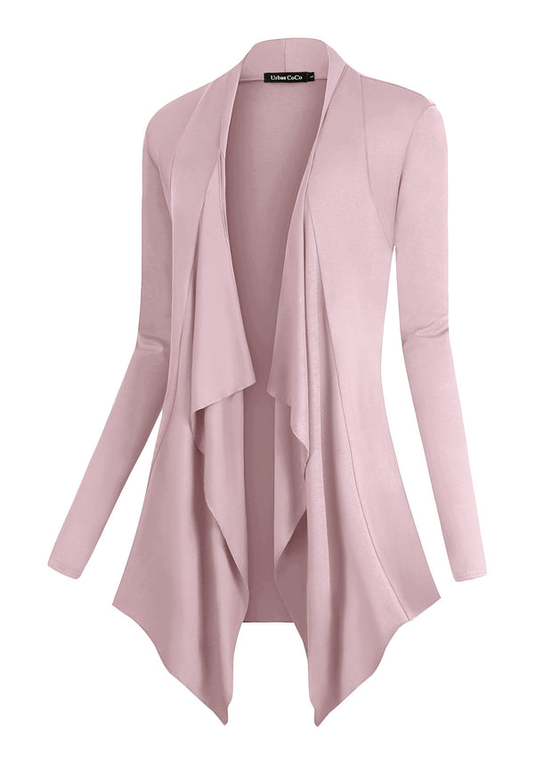 Urban CoCo Women's Drape Front Open Cardigan Long Sleeve Irregular Hem