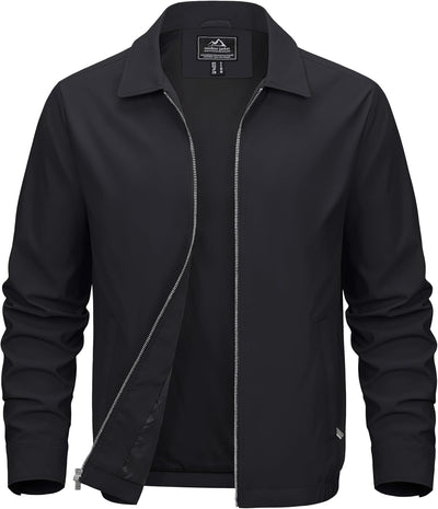 MAGCOMSEN Men's Lightweight Jackets Full Zip Up Light Coat Laydown Collar Jacket Casual Windbreaker Jacket with Zip Pockets