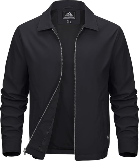 MAGCOMSEN Men's Lightweight Jackets Full Zip Up Light Coat Laydown Collar Jacket Casual Windbreaker Jacket with Zip Pockets