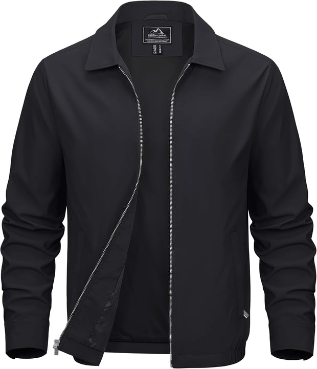 MAGCOMSEN Men's Lightweight Jackets Full Zip Up Light Coat Laydown Collar Jacket Casual Windbreaker Jacket with Zip Pockets