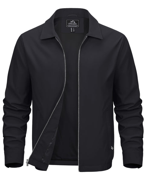 MAGCOMSEN Men's Lightweight Jackets Full Zip Up Light Coat Laydown Collar Jacket Casual Windbreaker Jacket with Zip Pockets