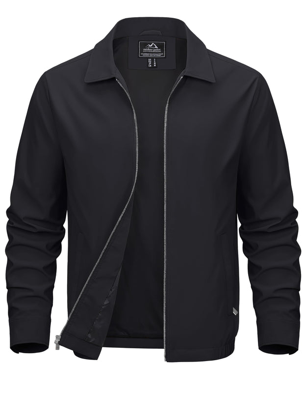 MAGCOMSEN Men's Lightweight Jackets Full Zip Up Light Coat Laydown Collar Jacket Casual Windbreaker Jacket with Zip Pockets