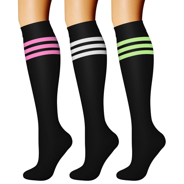 CHARMKING Compression Socks for Women & Men Circulation (3 Pairs) 15-20 mmHg is Best Support for Athletic Running Cycling