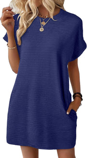 EVALESS Womens Summer Dresses Fashion 2025 Short Sleeve Spring Mini Dress Casual Beach Vacation Clothes Dresses