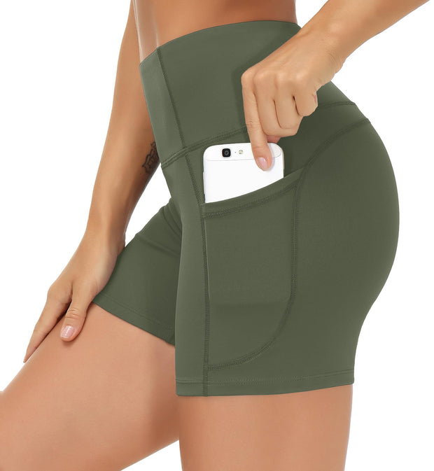 THE GYM PEOPLE Women's High Waist Workout Shorts Breathable Dolphin Split Elastic Lounge Yoga Shorts