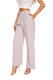 FUNYYZO Wide Leg Pants Women's High Elastic Waisted in The Back Business Work Trousers Long Straight Suit Pants