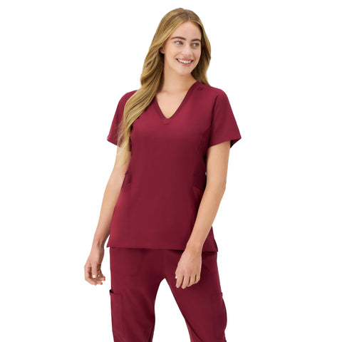 Hanes Women's Scrubs Healthcare Top, Moisture-Wicking Stretch Scrub Shirts, Ribbed Side Panels