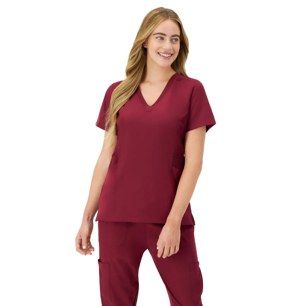 Hanes Women's Scrubs Healthcare Top, Moisture-Wicking Stretch Scrub Shirts, Ribbed Side Panels