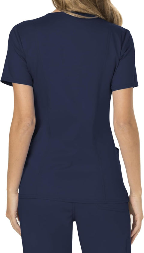 Cherokee Scrubs for Women Mock Wrap Top with 3 Pocket, Back Princess Seams WW610