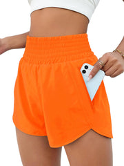 BMJL Women's Athletic Shorts High Waisted Running Shorts Pocket Sporty Short Gym Elastic Workout Shorts