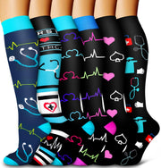 6 Pack Copper Compression Socks for Women and Men Circulation-Best Support for Medical, Running,Nursing,Athletic