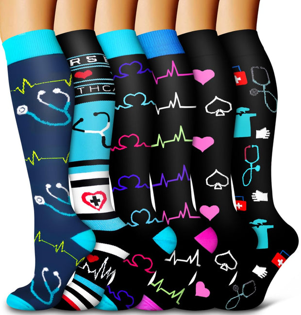 6 Pack Copper Compression Socks for Women and Men Circulation-Best Support for Medical, Running,Nursing,Athletic
