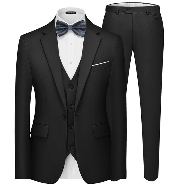 MAGE MALE Men's 3 Pieces Suit Elegant Solid One Button Slim Fit Single Breasted Party Blazer Vest Pants Set