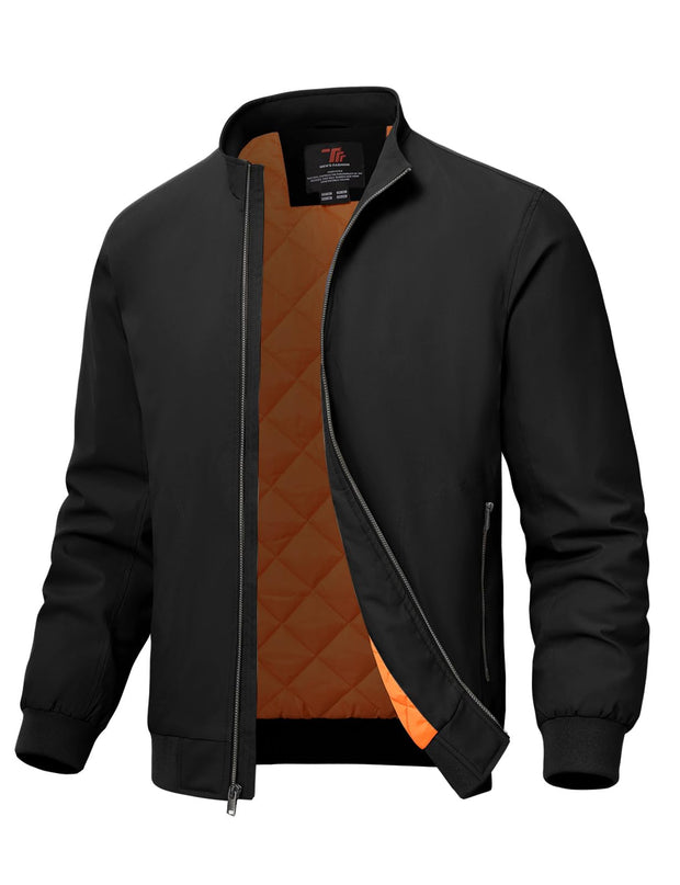 TBMPOY Men's Winter Lightweight Bomber Jackets Water Resistant Fall Casual Windbreakers Quilted Full Zip Windproof Work Coats