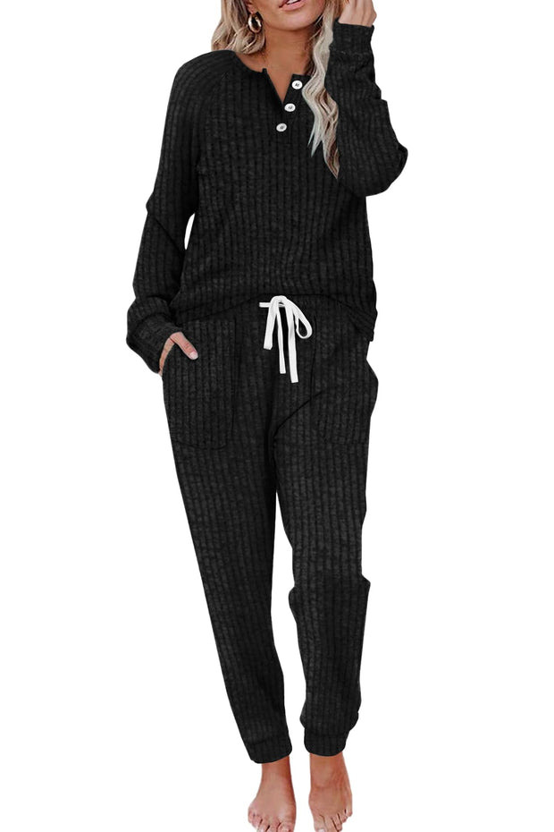WIHOLL Two Piece Outfits for Women Lounge Sets Button Down Sweatshirt Sweatpants Sweatsuits Set with Pockets