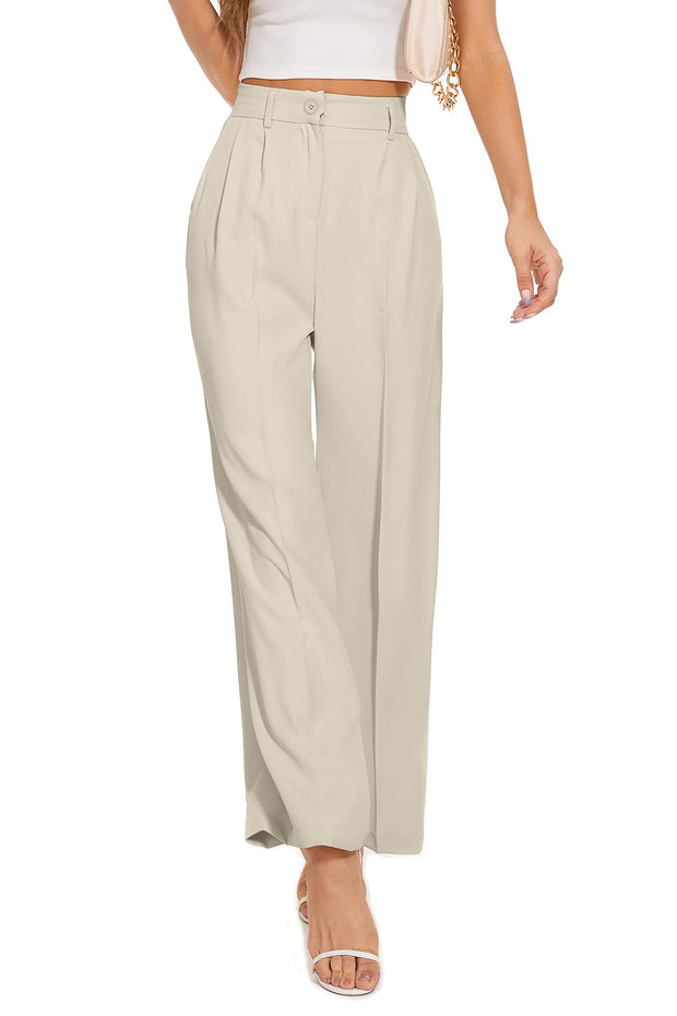 FUNYYZO Wide Leg Pants Women's High Elastic Waisted in The Back Business Work Trousers Long Straight Suit Pants